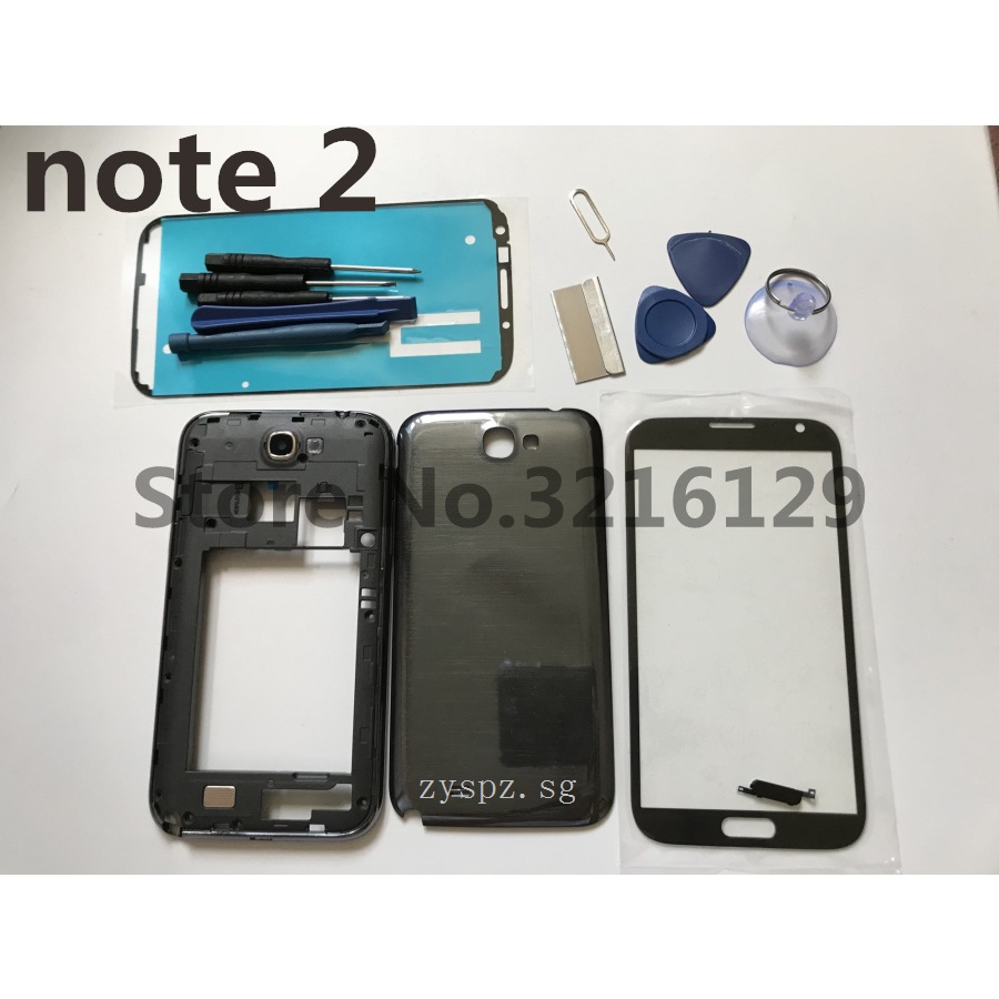 Ốp Điện Thoại Có Khung Giữa + Pin + Kính Cường Lực Cho Samsung Galaxy note 2 II N7100+To