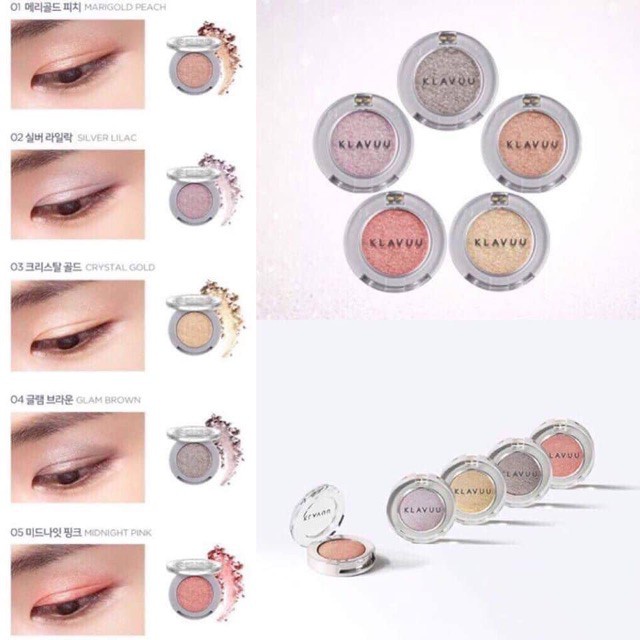 Nhũ Mắt Klavuu Ngọc Trai Chính Hãng Hàn Quốc gồm 5 Màu Nhũ Siêu Đẹp