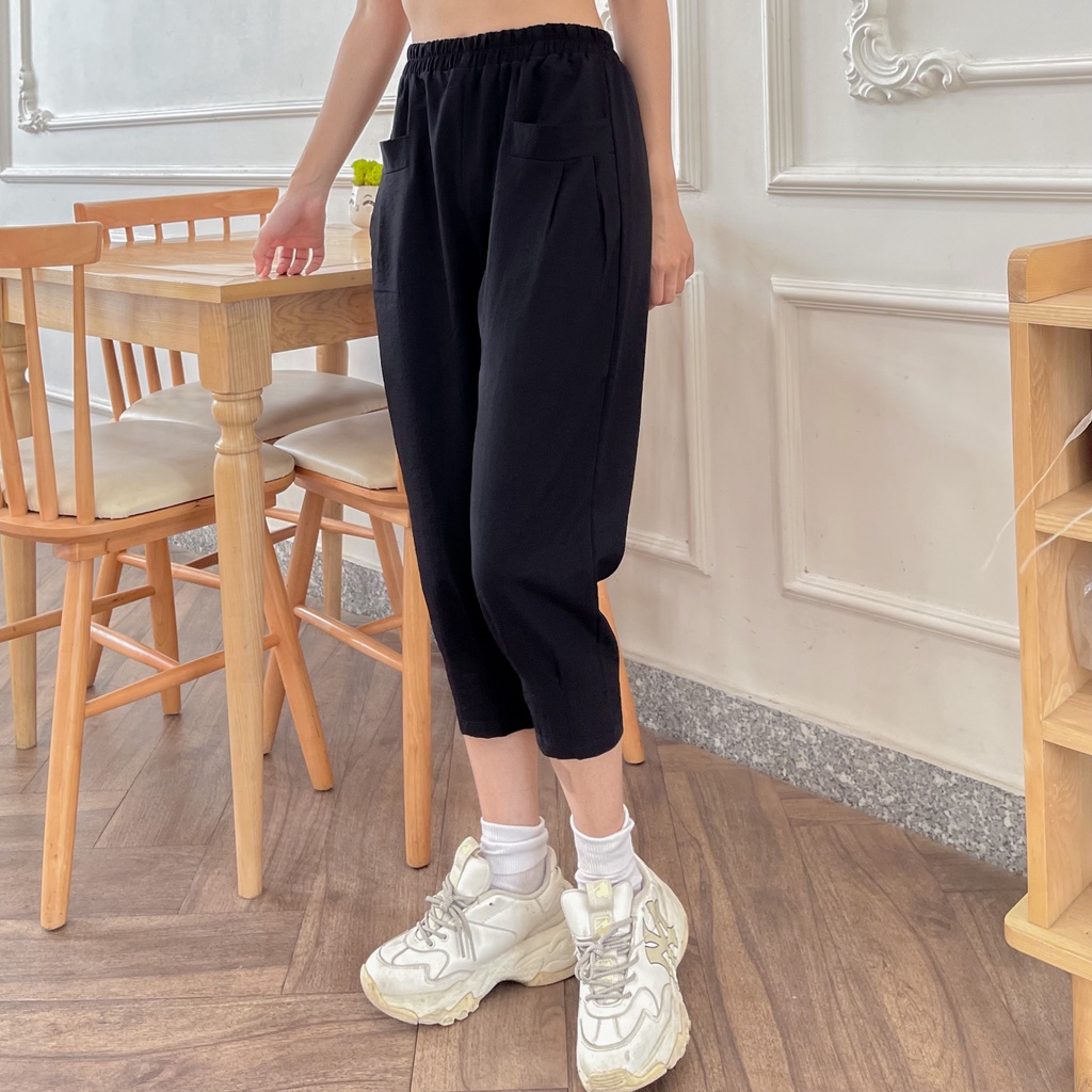 Quần baggy nữ vải đũi lưng thun năng động MA666-Minhanh.officiali.store