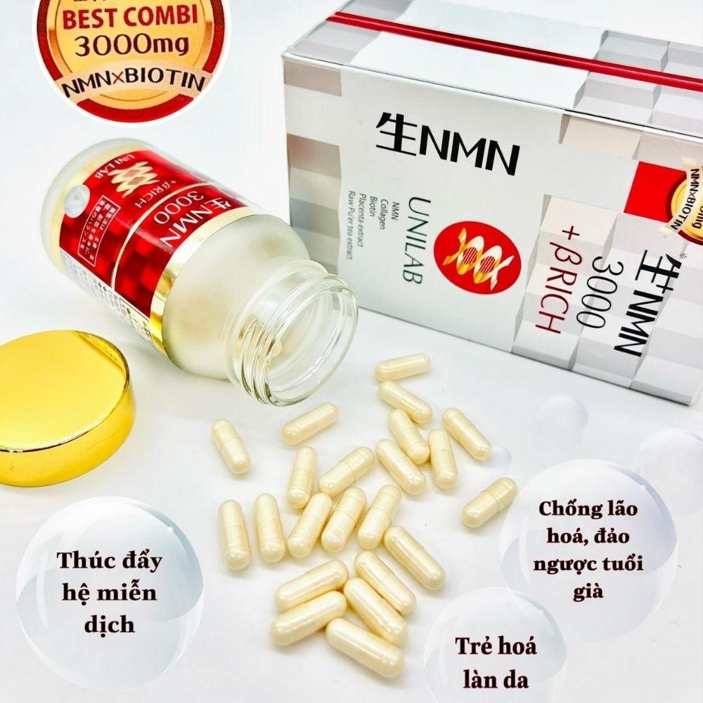 Viên Uống NMN Biotin 3000-Brich Unilab Nhật Bản Chính Hãng- Hộp 60 Viên