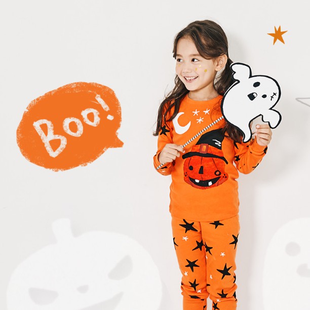Bộ đồ quần áo dài tay Halloween cho bé gái và bé trai mùa thu đông 2021 Unifriend Hàn Quốc