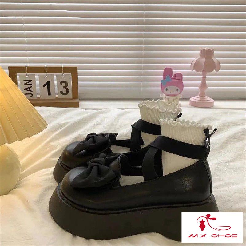 M & X ~  Giày Mary Jane Da Đế Dày Thiết Kế Mũi To Phong Cách Mới 2022