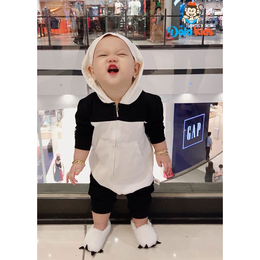 Quần áo trẻ em, trẻ sơ sinh hình thú Gấu Panda vải cotton dài tay cho bé 4 - 15 kg