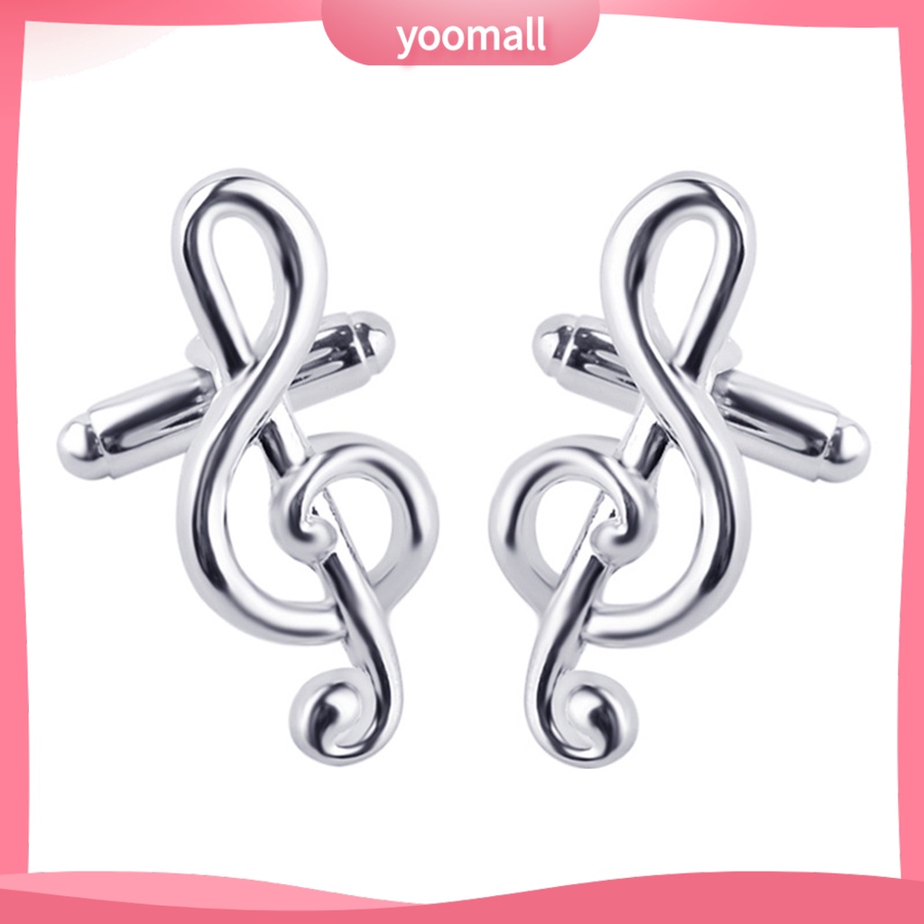 Khuy măng sét mạ bạc thiết kế hình nốt nhạc thời trang thanh lịch cho nữ