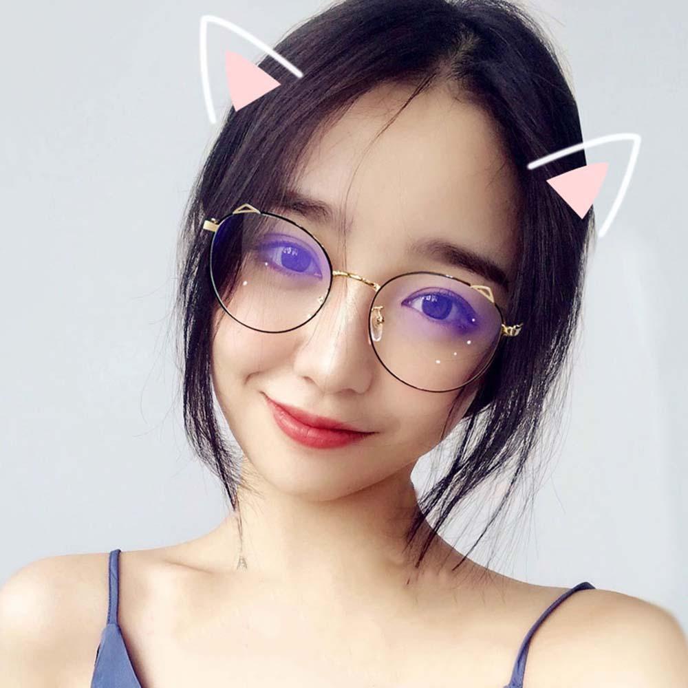 Mắt Kính Chống Ánh Sáng Xanh Gọng Lớn Bằng Kim Loại Thời Trang Hàn Quốc Cho Nữ