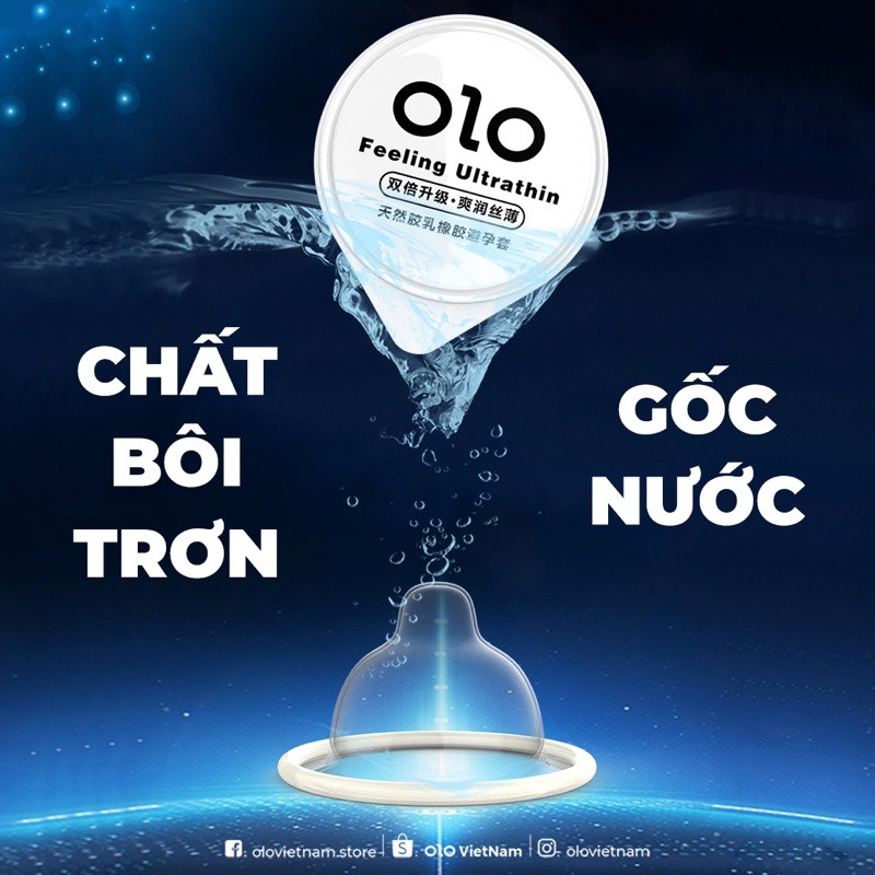 Bao cao su OLO Zero One đen siêu mỏng 0.01mm nhiều gel bôi trơn HA