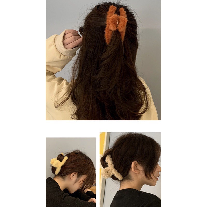 Kẹp tóc lông thỏ giả kiểu Hàn Quốc, kẹp gắp càng cua đồ bới tóc, phụ kiện tóc cho nữ (Mã KT)