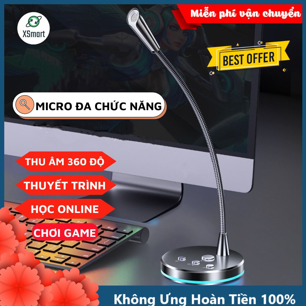 Micro Thu Âm Máy Tính, Laptop, Điện Thoại W33 Chuyên Dụng Dùng MIC Livestream Thuyết Trình, Học Online, Chơi Game