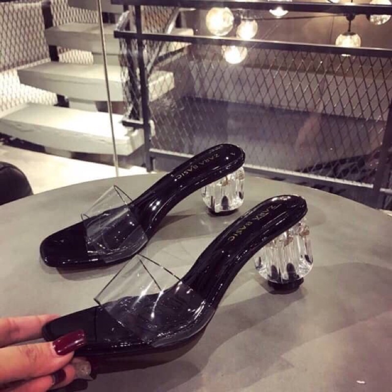 Dép nữ, Guốc Quai Trong Gót Trong Gót Trong Cao 5p Trơn 3 Màu dễ chọn