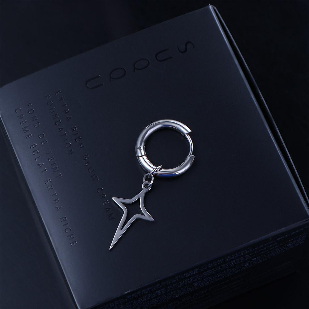 Bông Tai Bằng Thép Không Gỉ Hình Thánh Giá Phong Cách Hiphop Thời Trang