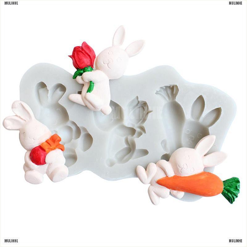 Khuôn silicone Tạo Hình Làm Bánh Kẹo Hình Thỏ Phục Sinh DIY