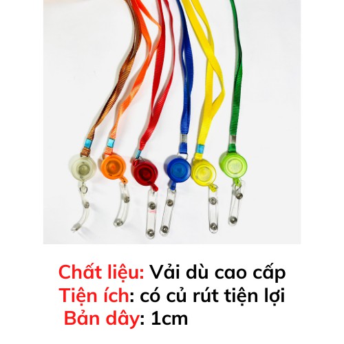 Dây đeo thẻ nhân viên văn phòng học sinh sinh viên co rút bản 1cm nhiều màu sắc trẻ trung