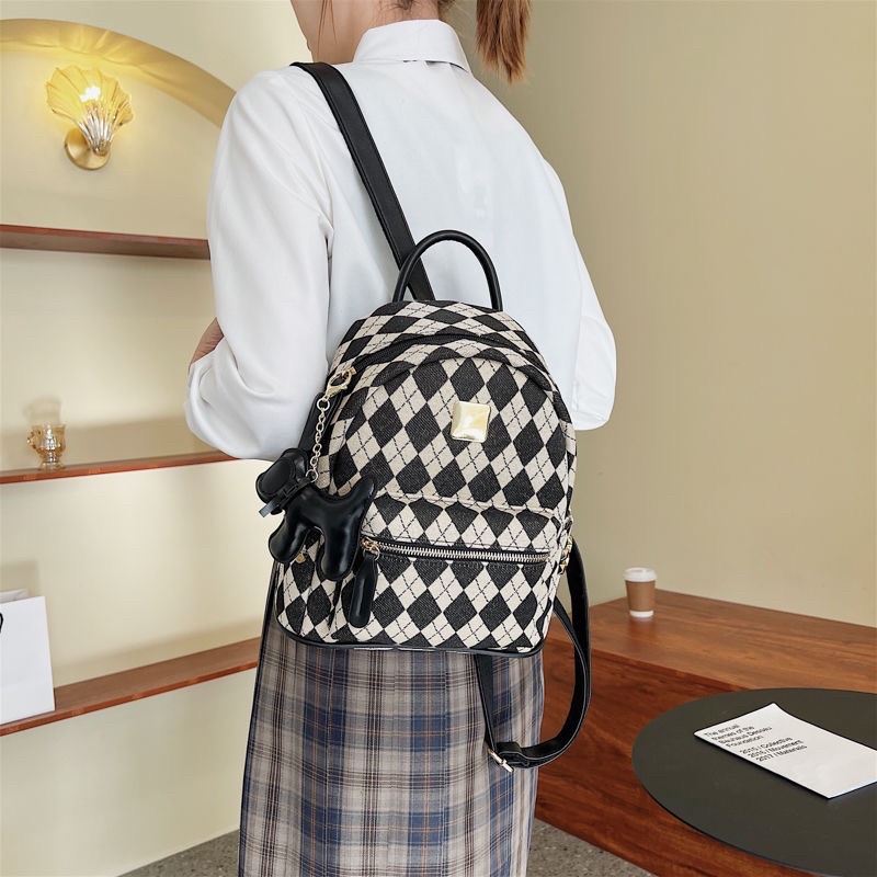 Balo mini kẻ caro thời trang nữ phong cách vintage chất lượng cao giá rẻ balo đi chơi du lịch phong cách hàn quốc bl002