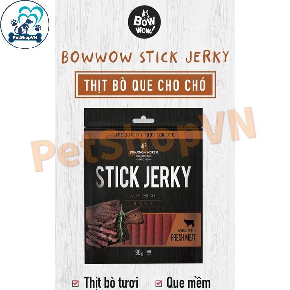 Thịt Cừu / Thịt Bò Que Cho Chó BOWWOW Túi 90G / 500G