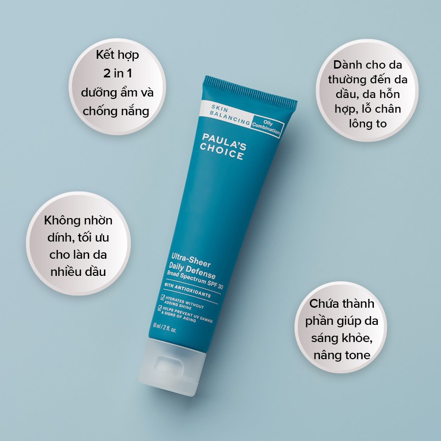 Kem chống nắng SPF30 Paula's Choice Skin Balancing Ultra -Sheer Daily Defence SPF30 60ml mã 1560