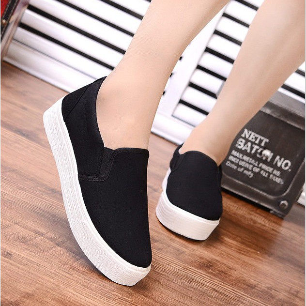 [SIÊU ÊM CHÂN] Giày slip on vải trơn đế bánh mì S336 vải thô mềm, thoáng mát, đế cao su dẻo đàn hồi tốt