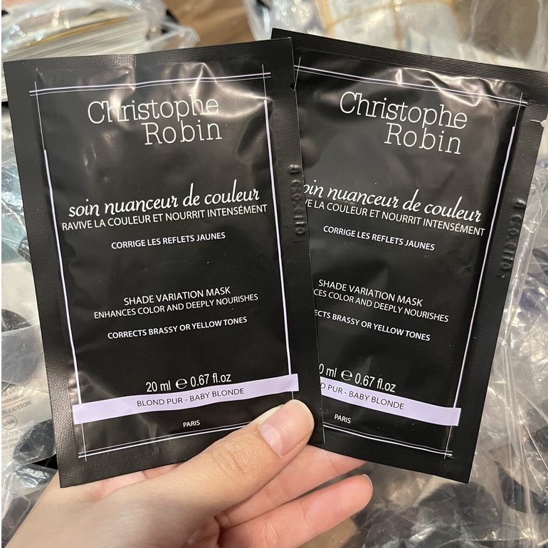 Mặt nạ dưỡng cho tóc nhuộm màu/ khô, xơ rối Christophe Robin Shade Variation Mask - Baby Blonde - 20ml
