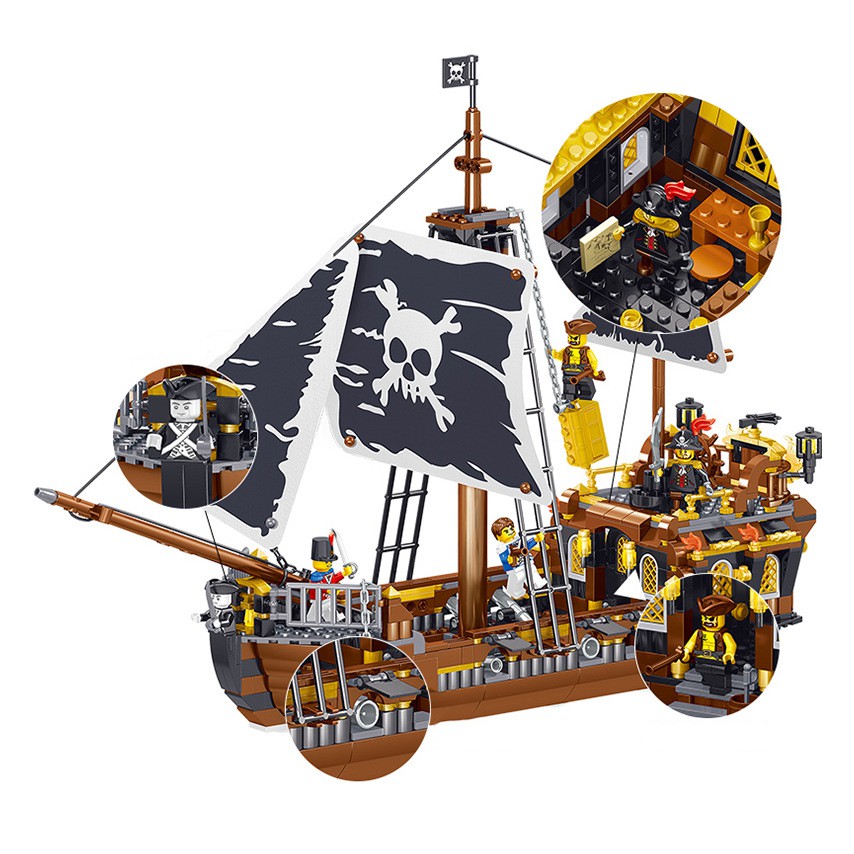 Lắp ghép Mô hình Pieares Pirate kingdom god of wind Compatible Boat The Corsair series Wanderer Tàu QL1800 1801