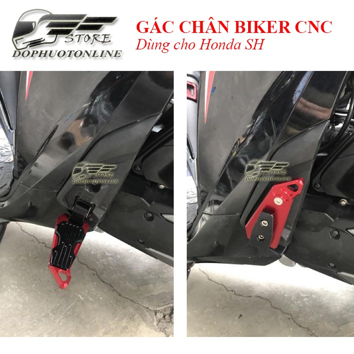 Gác Chân SH Biker Nhôm CNC Đỏ Đen Siêu Đẹp