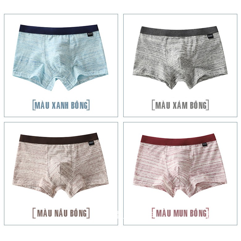 Hộp 4 quần lót nam boxer cotton cao cấp - quan lot dui nam