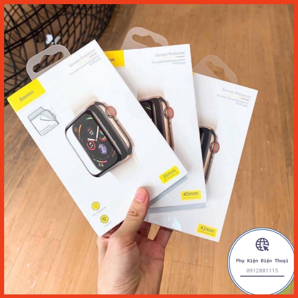 ⚡KÍNH CƯỜNG LỰC CHÍNH HÃNG APPLE WATCH BASEUS ⚡ FULL MÀN 4D SERIES 1 2 3 4 5 SIZE 38 40 42 44 mm