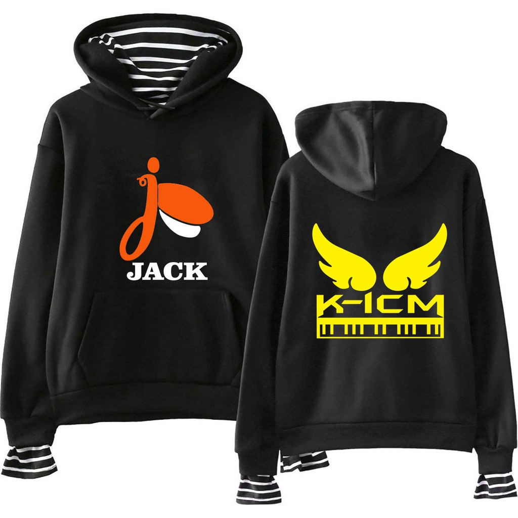 áo JACK K-ICM phối cổ kẻ, áo hoodie JACK K-ICM phối tay kẻ cổ kẻ in theo yêu cầu