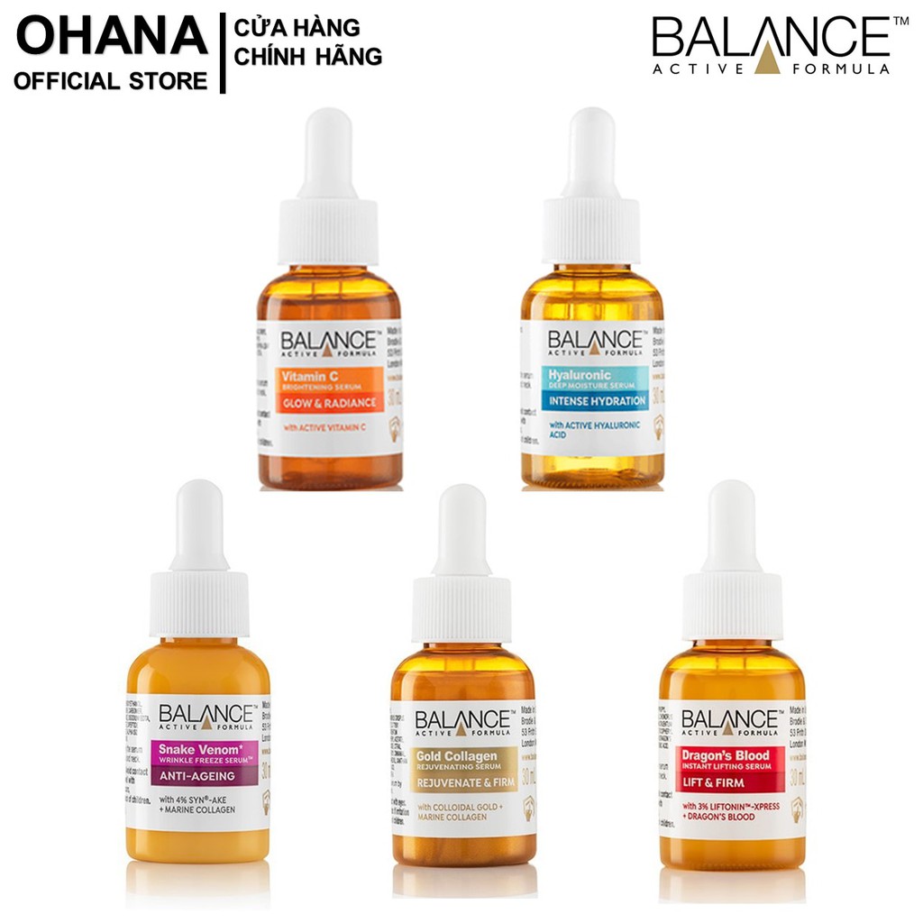 Tinh chất Dưỡng Da Balance Active Formula 30ml (VitaminC/Hyaluronic/Snake Vemon/Collagen/Dragon Blood)