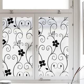 Giấy Dán Kính Mờ 45cm X 100cm Họa Tiết Hoa Đen Sang Trọng