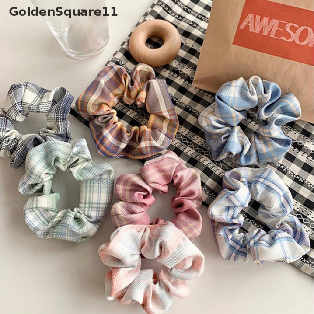 Dây Cột Tóc Co Giãn Họa Tiết Kẻ Sọc Phong Cách Hàn Quốc Goldsquare11