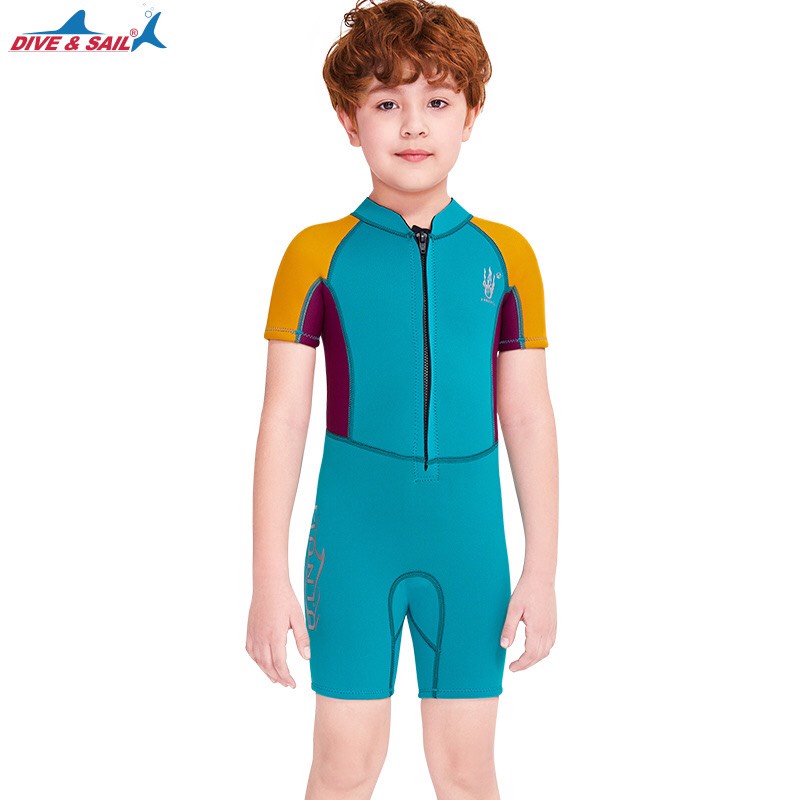 [Chính hãng] Bộ Wet bé trai Xanh/Vàng-cộc liền Dive Sail M150602K 2.5mmBONGZO