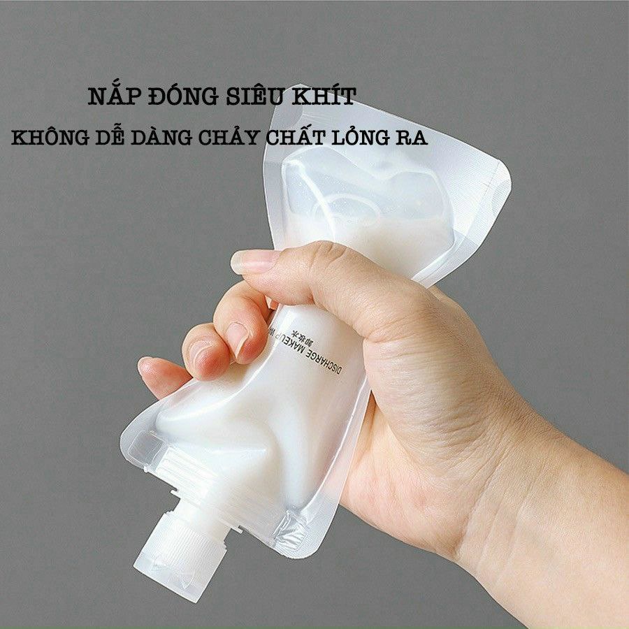 Túi chiết mỹ phẩm nắp bật trong suốt- tuýp chiết dầu gội sữa tắm du lịch 30ml, 50ml,100ml