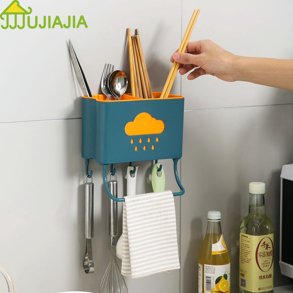 Giá Gắn Tường JUJIAJIA Đựng Đũa Muỗng Và Dụng Cụ Nhà Bếp Tiện Lợi