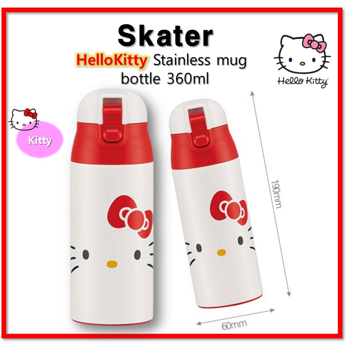 Bình Giữ Nhiệt 360ml Bằng Thép Không Gỉ Hình Mặt Mèo Hello Kitty Dễ Thương SDPC4