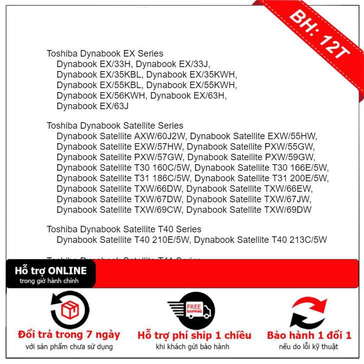 Pin Laptop TOSHIBA PA3534U  - 6 CELL- Satellite A200 A205 A210 A215 A300 A300D A305 A305D A350 A350D PA3535U