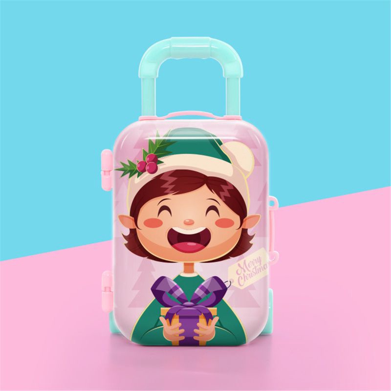 Hộp đựng đồ chơi thiết kế dạng vali đẩy họa tiết búp bê dễ thương