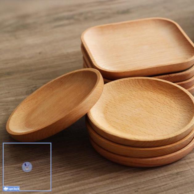 Khay gỗ hình vuông tròn 12x12cm hàng loại 1