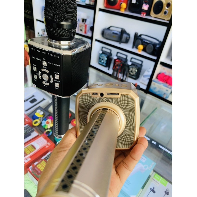 Micro karaoke bluetooth YS97 không dây, Loa karaoke bluetooth tích hợp loa bass,tress, Bảo hành 6 tháng