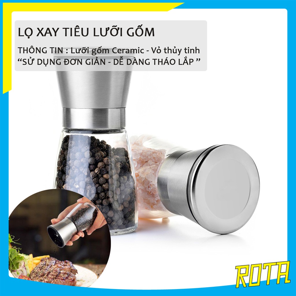 Cối xay tiêu hạt khô, cối xay tiêu lưỡi nghiền ceramic rota.shop