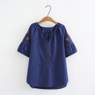 Áo kiểu big size tay phồng phối hoa size lớn 70-100kg