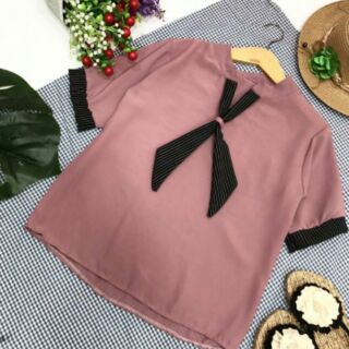 Áo sơ mi kiểu cột cà vạt cổ