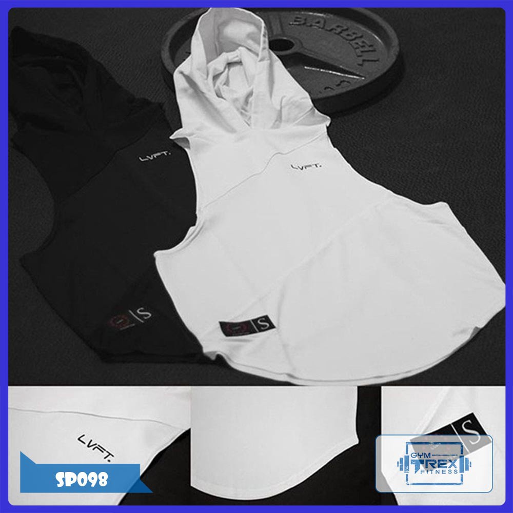 ﺴ☃Áo tanktop tập gym nam LVFT có mũ SP098, ba lỗ thun co dãn 4 chiều - Trex