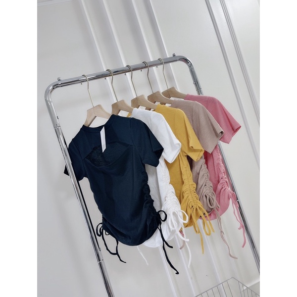Áo Zip Hở Ngực Rút Eo 5 Màu