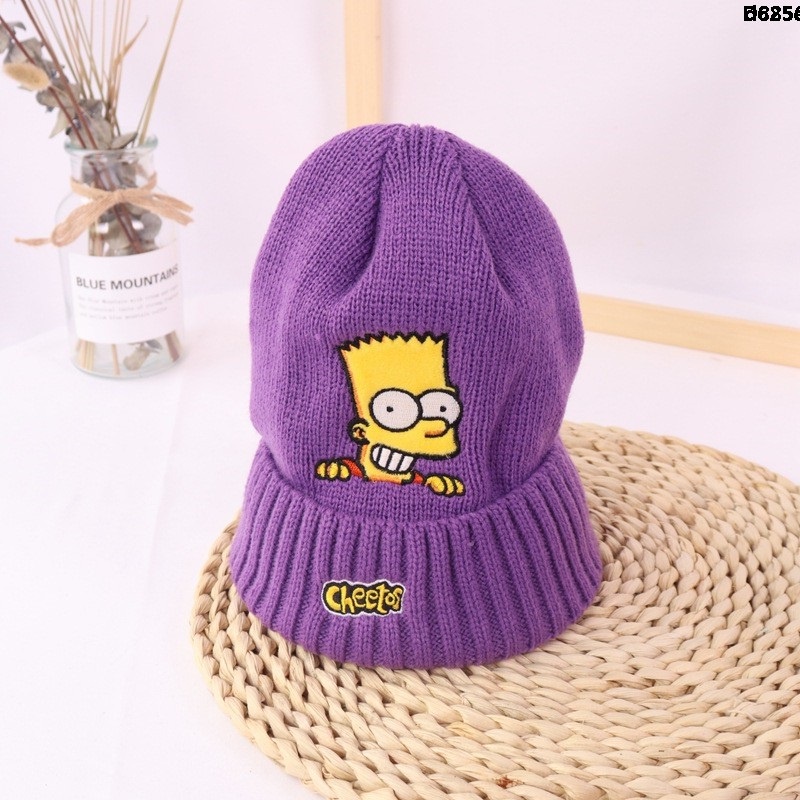 Mũ Len Thêu Hình Hoạt Hình Simpson Phong Cách Hàn Quốc Dành Cho Nam Nữ