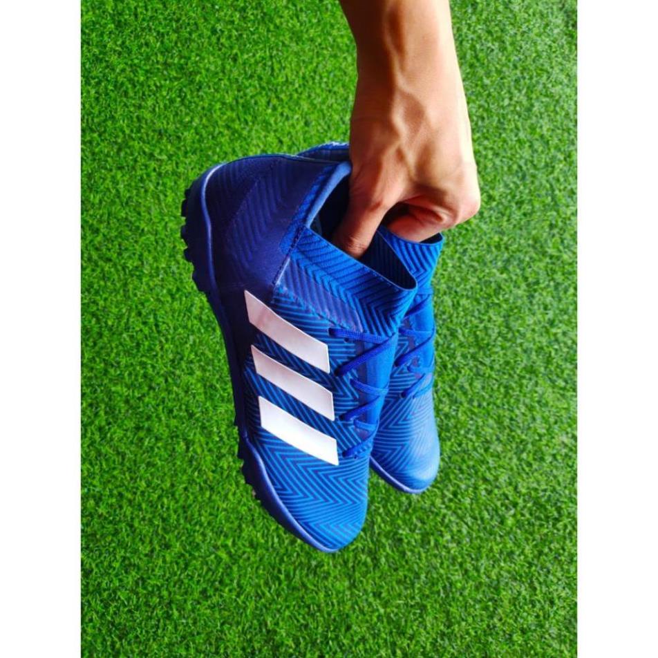 ️⚽ Giày bóng đá Adidas Nemeiz cổ chéo Messi . TF ( Xanh Dương ) :)) .