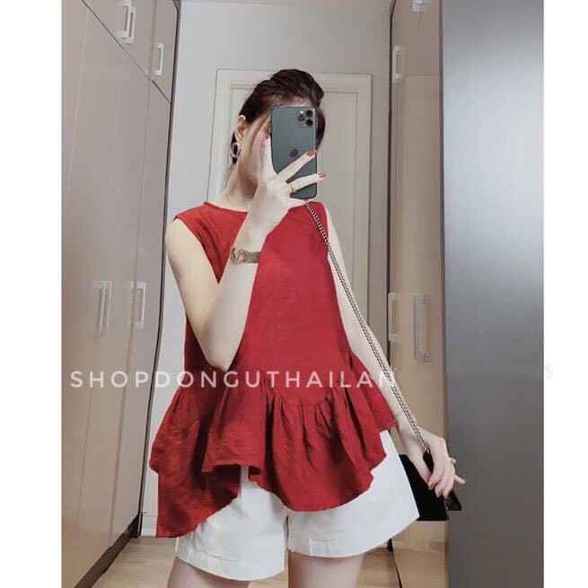 Set đũi áo đỏ bèo mix quần sooc trắng siêu xinh | BigBuy360 - bigbuy360.vn