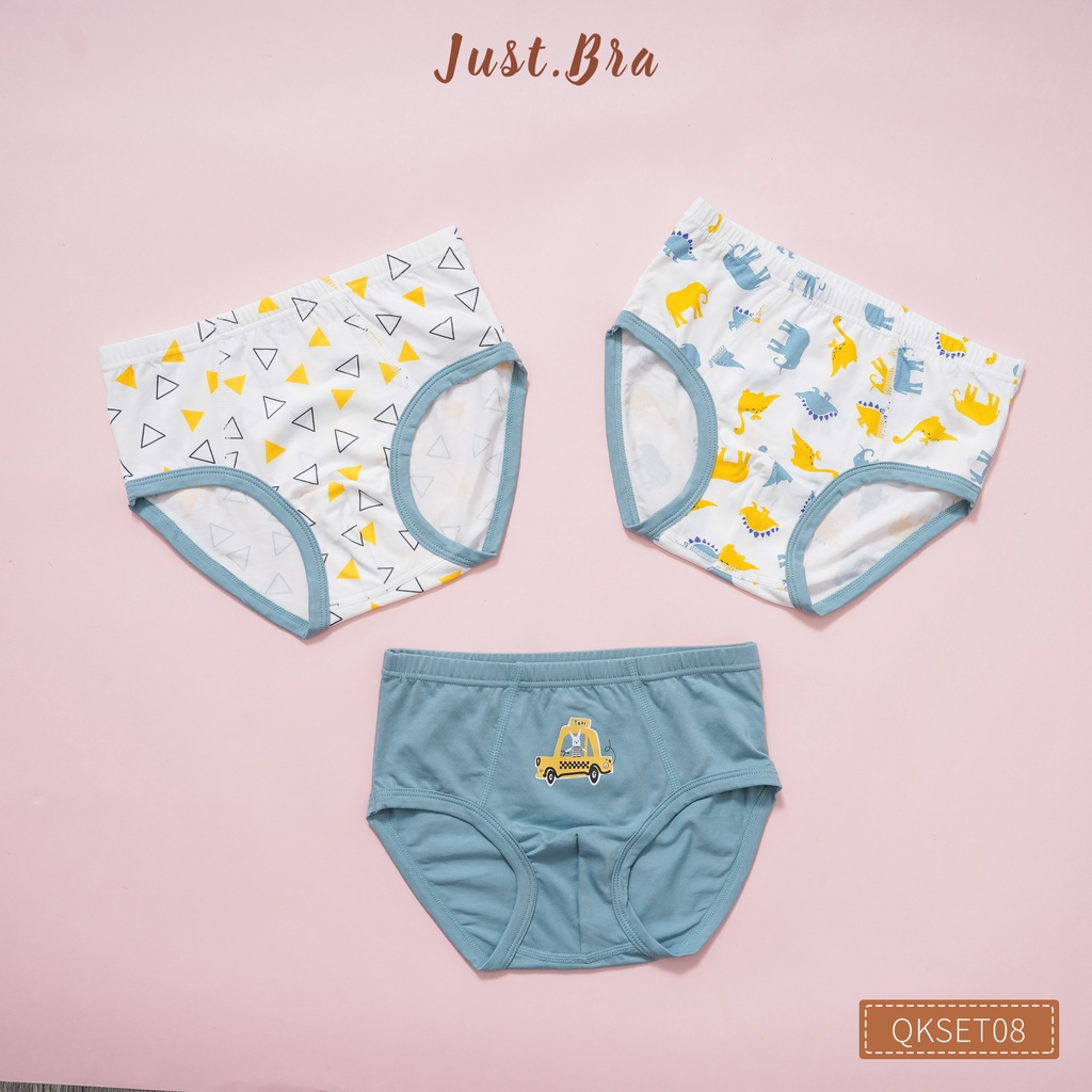 Set 3 quần chip trẻ em Just Bra họa tiết hoạt hình dễ thương cho bé QKset08