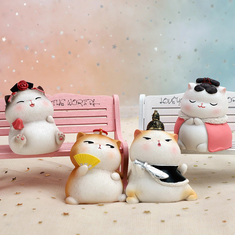 Mô hình mèo quý tộc Nhật Bản bày bàn làm việc, tiểu cảnh, taplo ô tô, quà tặng
