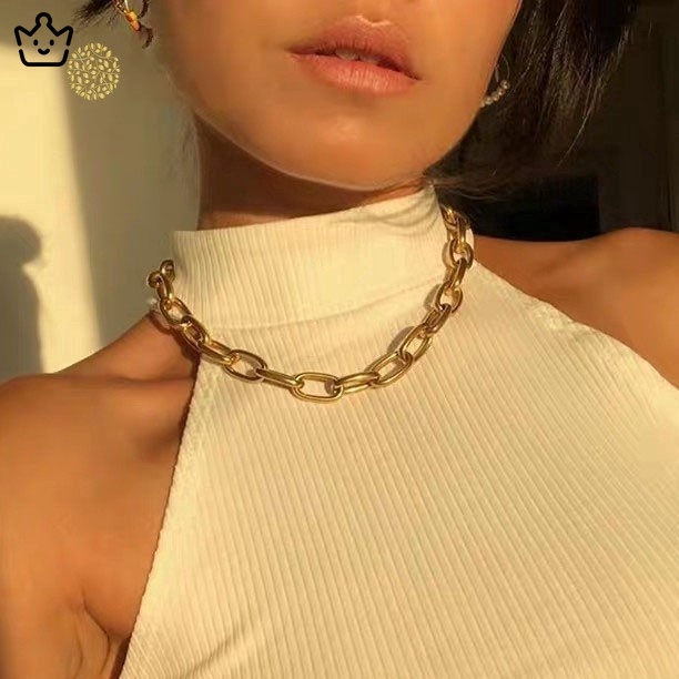 Vòng cổ vàng phong cách punk cho nữ JP6