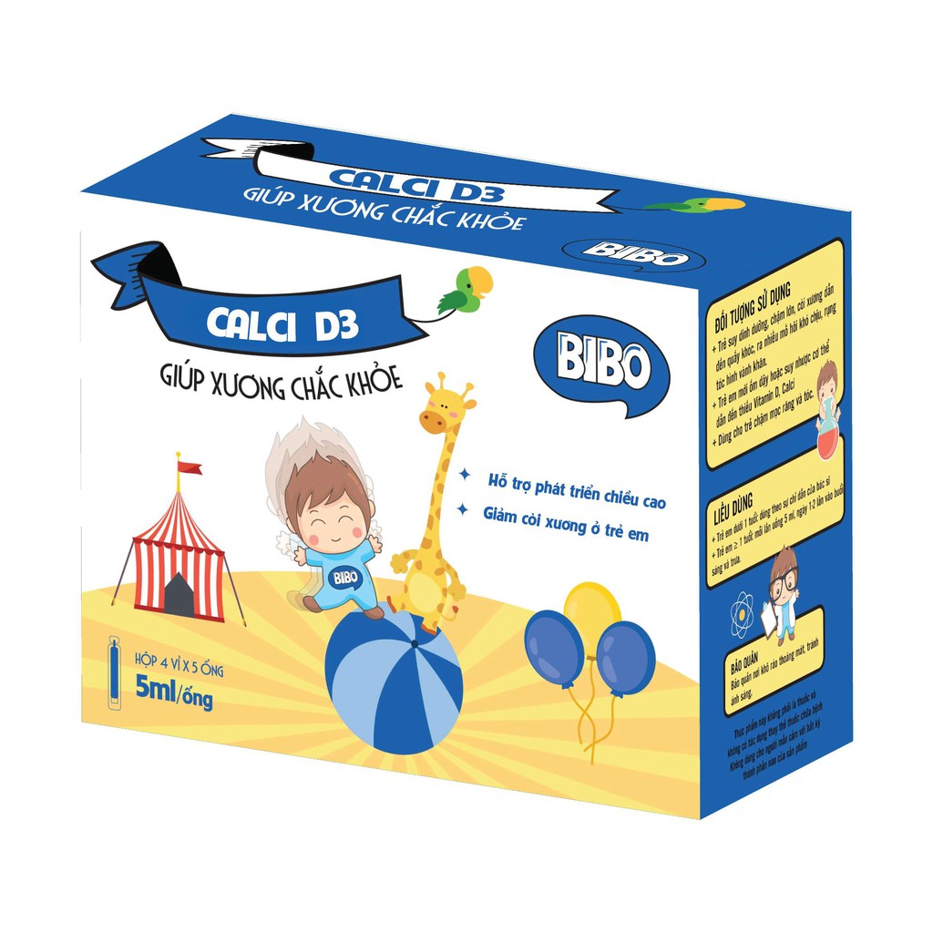 BIBO CALCI D3 bổ sung can-xi và Vitamin D3 cho bé hộp 20 ống