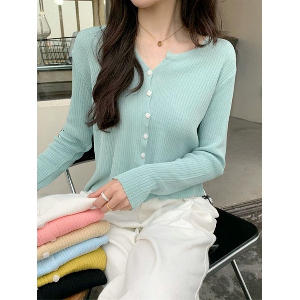 Áo Khoác Cardigan nữ tay dài cúc vuông cá tính khác lạ hàn quốc